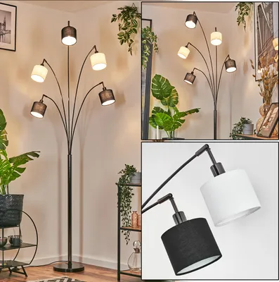 Produktbild von Schiavonea Stehlampe aus Metall/Stoff in Schwarz/Chromfarben/Weiß