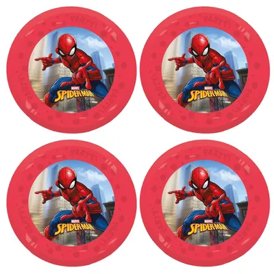 Produktbild von Procos - Teller Spiderman aus Kunststoff, 4 Stück, wiederverwendbar, Partygeschi