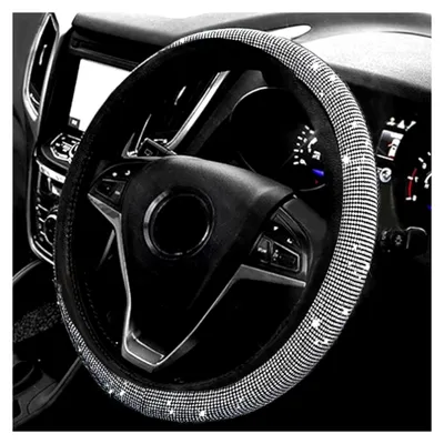 Produktbild von Lenkradbezug mit Strasssteinen, Bling Bling Kristalldiamanten, Glitzer Autozubehör Rutschfester Universal Radschutz, 15 Zoll