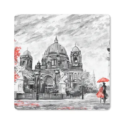 Obrázek produktu pro Podložka pod myš - Malba - Architektura - Strom - Červená - 20x20cm - Podložka pod myš