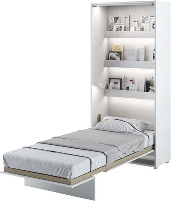 Produktbild von Furniture24 Schrankbett Bed Concept Lenart, Wandklappbett mit Lattenrost, V-Bett, Wandbett Bettschrank Schrank mit integriertem Klappbett Funktionsbett BC-03, 90 x 200 cm, Weiß/Weiß, Vertical