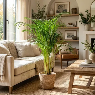 Image de Green boutiQ - Plante d'intérieur - Palmier doré - Dypsis Lutescens Areca - Vert - Entretien facile - 1 Plante - Pot 21cm - Hauteur 90 - 100cm