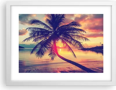 Produktbild von Gerahmtes Poster - Weißer Rahmen - Meer Strand Palme - 40x30 cm - Wand Bild - Wanddeko - Wandbilder - Kunstposter - Wandposter - Bilderrahmen - Bilder - Kunstdruck - Wandbild - P2WAA40x30-3925