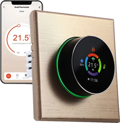 Produktbild von WiFi Smart Raumthermostat elektrische fußbodenheizung Thermostat Temperaturregler APP Control Sprachsteuerung Heizung Kompatibel mit Alexa/Google Home für zu Hause - Champagner 16A