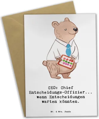 Produktbild von Mr. & Mrs. Panda Grußkarte CEO Entscheidungen - Weiß - Geschenk, Unternehmensführung, Grußkarten, dankeskarten, osterkarte, Führung, Beruf, weihnachtskarten, Berufsalltag