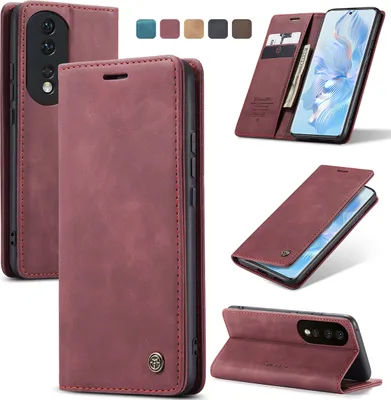 Produktbild von Honor 80 Hülle, Retro Kunstledertasche mit Standfunktion Schutzhülle für Honor 80 Rot
