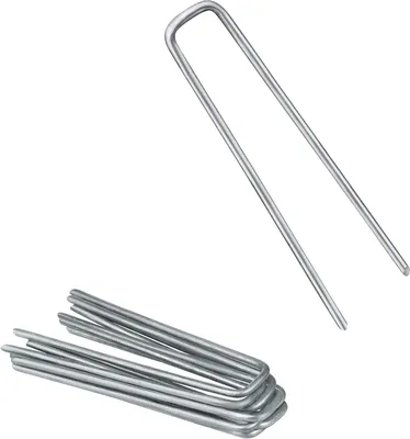 Immagine prodotto di Set di picchetti a terra - Pali in acciaio per giardino - Fissaggio al terreno - Rivestimento antiruggine - 25 pezzi da 100 mm - Argento