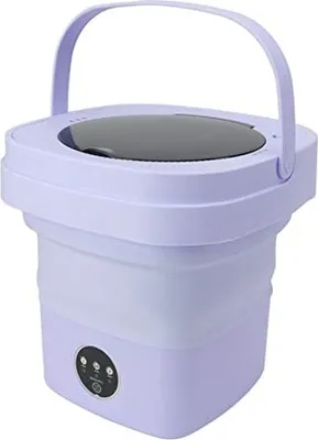 Produktbild von Tragbare Waschmaschine, 6,5 l, faltbare Mini-Maschinen-Spin-Trockner 3-Modi, tiefe Reinigung, halbautomatisches Wohnmobil, Camping, Wohnung (lila)