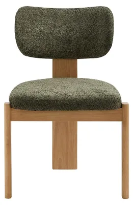 Produktbild von 2er-Set Stühle aus Bouclé-Stoff und Kautschukholz - Khaki WILANA