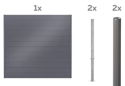 Produktbild von Alberts Sichtschutz Palitio als Set,umbragrau7022, zum Einbetonieren, Länge 2,00m, Profilhöhe 150mm