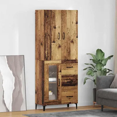 Zdjęcie produktu dla vidaXL Highboard stare drewno 69,5 x 34 x 180 cm materiał drewnopochodny