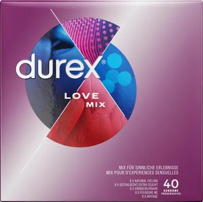 Zdjęcie produktu dla Durex Love Mix 40 szt. - Zestaw 5 rodzajow, rożnorodne prezerwatywy