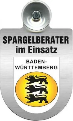 Produktbild von Einsatzschild mit Saugnapf - Spargelberater im Einsatz - incl. Regionenwappen 393835 Color - Region Baden-Württemberg