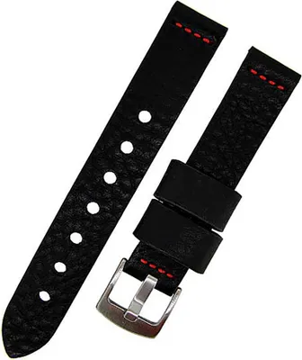 Produktbild von Uhrenarmband RAVENNA NL extra lang schwarz NAHT rot 18mm Kalbleder