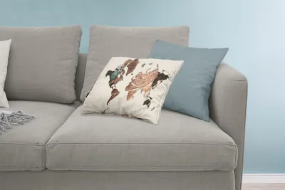 Produktbild von MuchoWow® Zierkissen Sofakissen Wohnzimmer Dekokissen 60x40 cm Weltkarte - Holz - Braun - Kopfkissen - Polster mit Foto