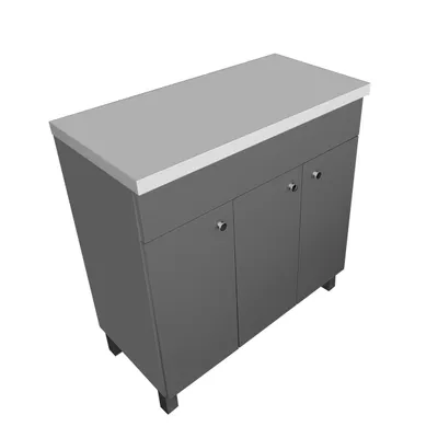 Produktbild von paplinskimoebel Waschtischunterschrank für Aufsatzwaschbecken mit Waschtischplatte Stehend Badmöbel mit Fuße 80 Graphit Kommode Waschtischplatte Türen