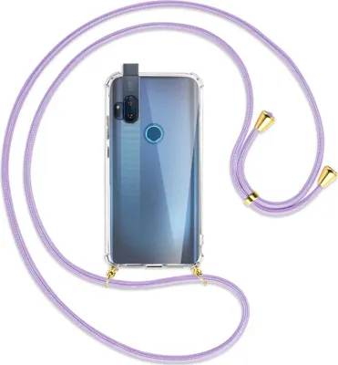 Produktbild von Handykette Backcover-Schutzhülle mit Band (Metall goldfarben) für Motorola One Hyper - violett