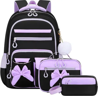Produktbild von Unyqoos 3-in-1 Schulset für Mädchen mit wasserfester Schulranzen, Lunchbag und Federmäppchen
