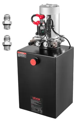 Obrázek produktu pro VEVOR 12 Qt hydraulický agregát, dvojčinné čerpadlo pro sklápěcí přívěsy, maximální otevírací tlak 22 MPa a průtok 3,4 l/min, 12 V DC hydraulické čerpadlo s kovovou nádrží pro sklápěcí přívěsy, černé