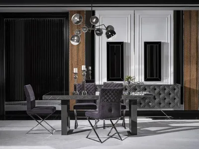 Produktbild von Modern Einrichtung Set Möbel Esstisch Neu 4х Stühle Design Sideboard mit Spiegel