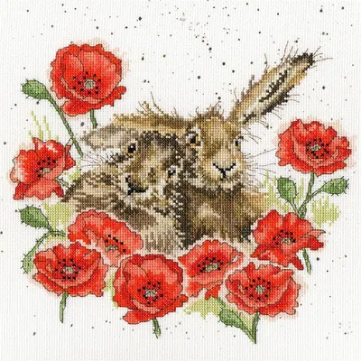 Produktbild von Bothy Threads Kreuzstich-Set "Love Is In The Hare", 26x26 cm, Artikelnummer xhd61, Kreuzstich-Muster