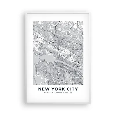 Produktbild von Gerahmtes Poster - Weißer Rahmen - Neu York Karte - 70x100 cm - Wand Bild - Wanddeko - Wandbilder - Kunstposter - Wandposter - Bilderrahmen - Bilder - Kunstdruck - Wanddekoration - P2WPA70x100-5039