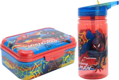 Produktbild von Marvel Spiderman 2 teiliges Kinder Set Brotdose Trinkflasche 475 ml