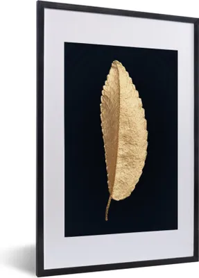 Produktbild von MuchoWow® MuchoWow® Gerahmtes Poster Blatt - Baum - Gold 40x60 cm - Poster mit zchwarzem Bilderrahmen - Poster in Rahmen