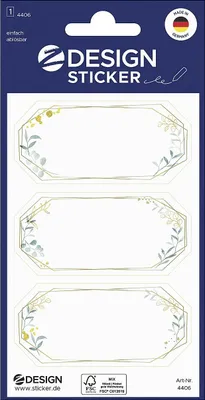 Produktbild von AVERY ZWECKFORM Haushalts-Etiketten "Zier-Rahmen" 4406 Gold, Grün, Weiß – 10er Vorteilset