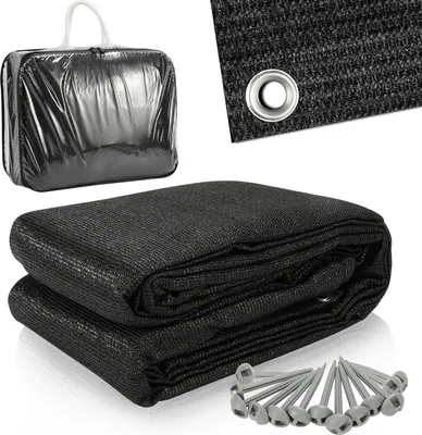 Produktbild von Hengda Vorzeltteppich 250x550cm Zeltteppich aus HDPE Outdoor Camping Teppich inkl Tragetasche Zubehör Schwarz