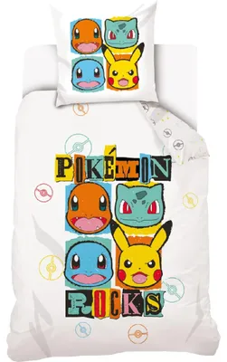 Imagen del producto de Ropa de cama de Pokémon: algodón suave, tamaño 160x200 cm, incluye funda de almohada y manta