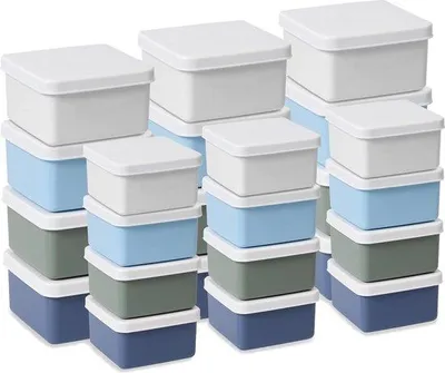 Zdjęcie produktu dla Małe plastikowe pojemniki z pokrywką o pojemności 150 ml i 250 ml, bez BPA, nadające się do użycia w kuchence mikrofalowej