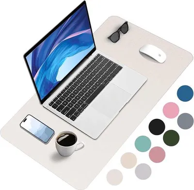 Produktbild von Famanu Schreibtischunterlage 80 x 40 cm - XXL Mauspad aus Kunstleder, wasserfest und rutschfest - Multifunktionale Büromatte - Tischunterlage für