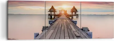 Produktbild von Bild auf Leinwand - Leinwandbild - 3 Teile - Brücke Holz Spaziergang - 120x40cm - Wand Bild - Wanddeko - Wandbilder - Leinwanddruck - Bilder - Wanddekoration - Leinwand bilder - CA120x40-4916