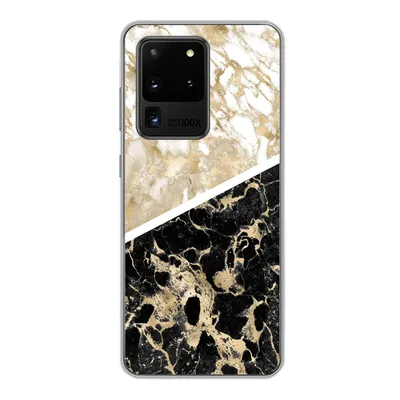 Produktbild von MuchoWow® Handyhülle Schutzhülle Hülle für Samsung Galaxy S20 Ultra Marmor - Schwarz und Gold - Schick Silikon Softcase Handy Hülle - Karteninhaber
