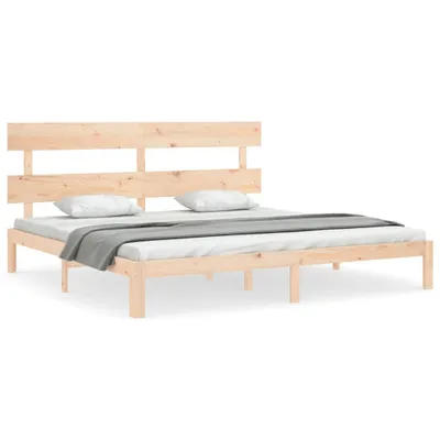 Produktbild von Bett aus massivem, unbehandeltem Kiefernholz mit Kopfteil 180x200 cm