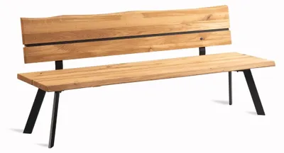 Produktbild von Bank Vig 180 cm mit Baumkante Wildeiche Massiv Geölt