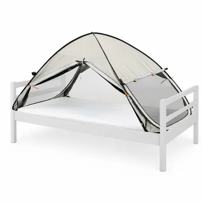 Produktbild von DERYAN Bedtent Pop-up-Bettzelt mit Moskitonetz – 200 × 90 cm – 1-mm-Mückennetz – Elfenbein