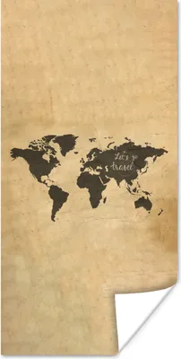 Produktbild von MuchoWow® Poster Weltkarte - Schwarz - Sprichwörter 60x120 cm - Wandschmuck