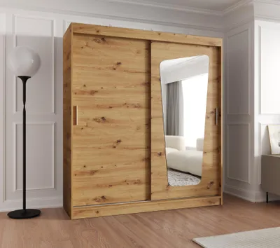 Obrázek produktu pro Šatní skříň 180 cm ZAMIRA se zrcadlem - dub artisan