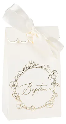 Produktbild von 10 Geschenktüten zur Taufe in Cremeweiß und Gold -