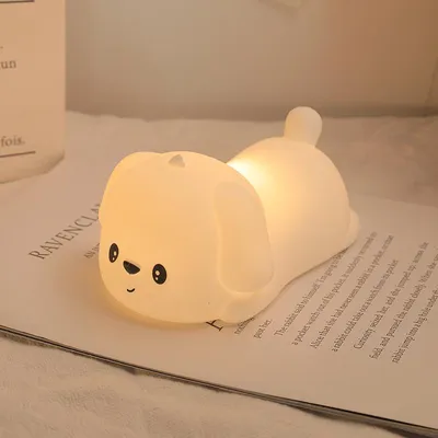 Produktbild von Kinder Nachtlicht Welpen Design, LED Tierlampe 7 Farben, Batteriebetrieben, Nachtlampe Babyzimmer, Geschenkidee