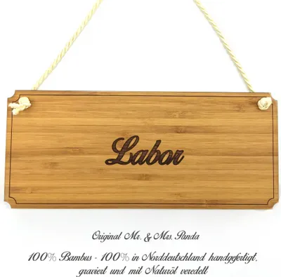 Produktbild von Mr. & Mrs. Panda Holzschild Labor - Geschenk, Shabby, Werbeschild, Schild, Wegweiser, Landhaus, Firmenschild, Graviert, Türschild, Geschenkidee