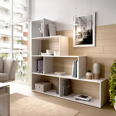 Produktbild von Bücherregal Dleverb, Mehrzweck-Büroregal, Bücherregal mit 6 Regalen, 145 x 29 x 145 cm, Weiß