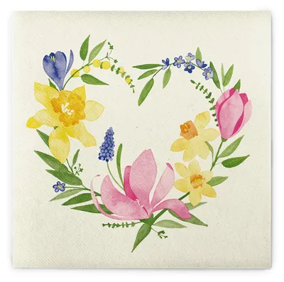 Produktbild von MANK Serviette Laura aus Linclass® Airlaid, 40 x 40 cm, 50 Stück - Floral Blumenherz