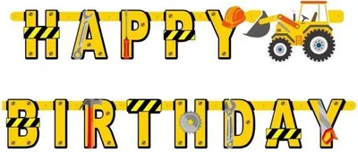 Image de Guirlande de fête - Happy Birthday - Anniversaire - Construction - Chantier - 360 cm