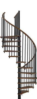 Produktbild von Minka Spindeltreppe Spiral Wood 38 - 305,5cm Geschosshöhe Walnuss Schwarz 140cm Durchmesser