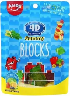 Produktbild von Amos 4d gummy blocks mixed fruits flavor 72g