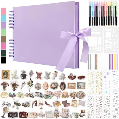 Image de Album photo scrapbooking DIY - Bricolage et projets créatifs - 80 pages - Violet - Couverture rigide