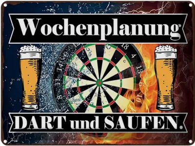 Produktbild von vianmo Blechschild 30x40 cm Wochenplanung Dart und Saufen Spruch Zitat
